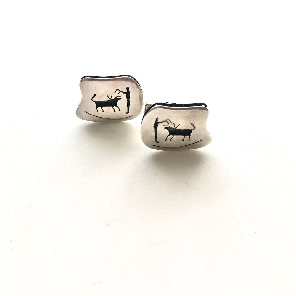 Taxco Sterling Matador Cuff Links, Bull Fighter, Eagle 3, Mexico